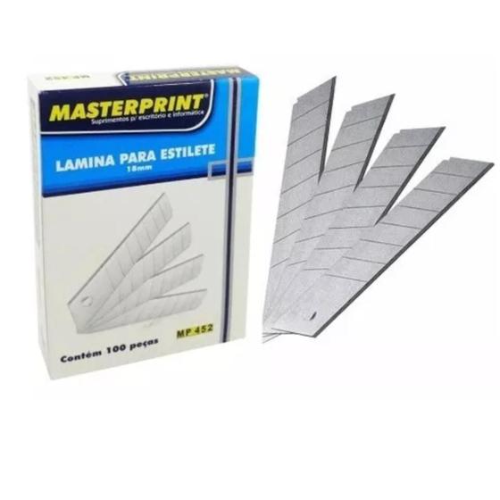 Imagem de Lamina De Estilete Larga 18mm Masterprint Cx C/ 100 Unds