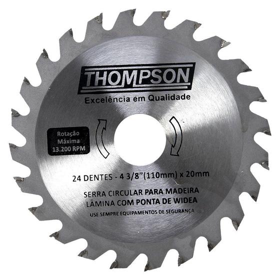 Imagem de Lâmina de Serra Circular 4.3/8 24 Dentes - 110 mm x 20 mm Thompson