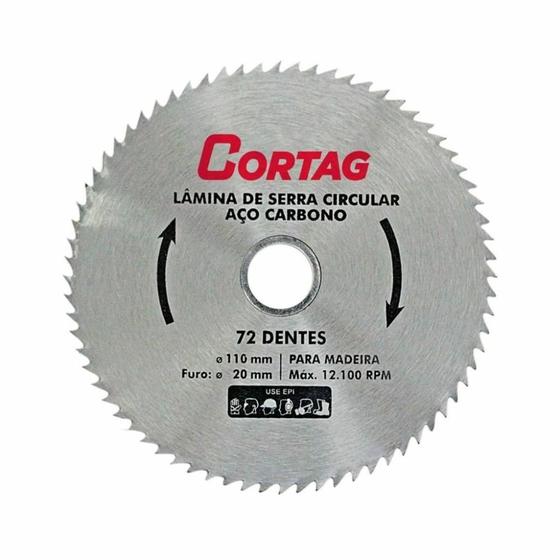 Imagem de Lamina De Serra Circular P/Madeira 4pol 72 Dentes 110Mm Cortag