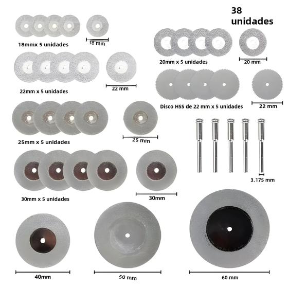 Imagem de Lâmina De Serra De Diamante Mini Circular 38 Peças 16-60mm Para Ferramentas Rotativas Dremel Disco