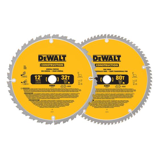Imagem de Lâmina de Serra de Esquadria DEWALT DW3128P5 - 80 Dentes, 30cm, Carboneto de Tungstênio