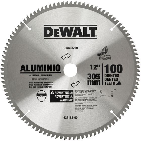 Imagem de Lâmina de Serra Esquadria Dewalt P/ Alumínio 12'' 100 Dentes