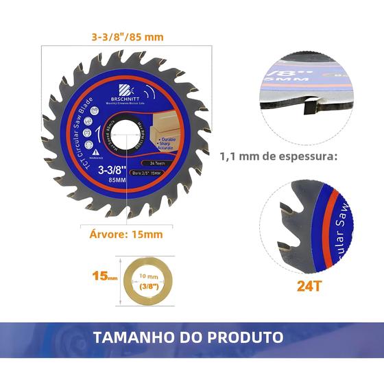 Imagem de Lâmina De Serra Para Carpintaria, 75mm 85mm, Disco De Corte De 15mm Para Compostos De Madeira