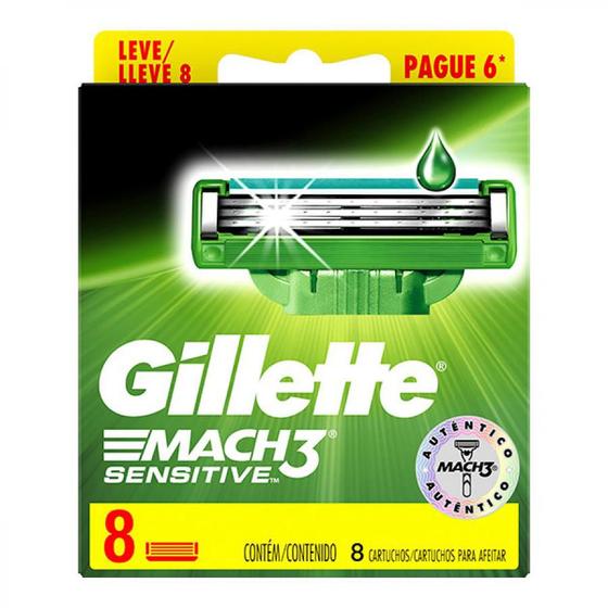 Imagem de Lâmina Gillette Mach 3 Sensitive Leve 8 Pague 6 Unidades