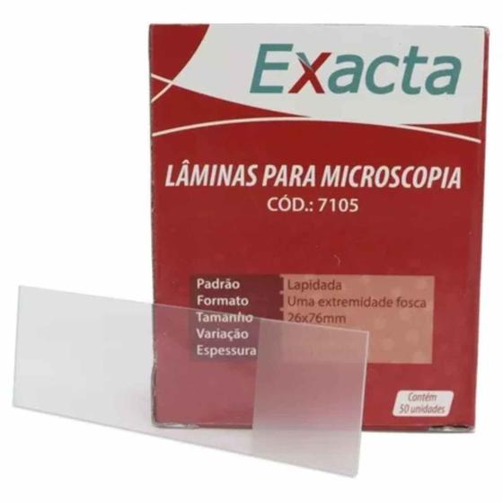 Imagem de Lamina Microscopia 26x76mm Ponta Fosca  Lapidada C/50 Exacta