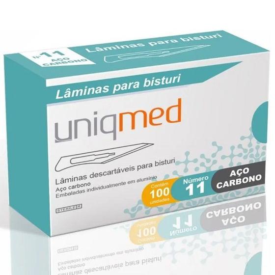 Imagem de Lamina para Bisturi AÇO Carbono N11 CX com 100 Unidades Uniqmed CB011