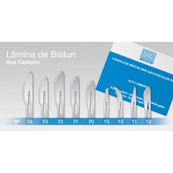 Imagem de Lâmina para bisturi tamanho 12 caixa com 100 unidades - Maxicor