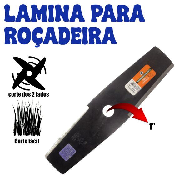 Imagem de lamina roçadeira 2 pontas furo 1 pol. 350mm lâmina dupla face  jardinagem