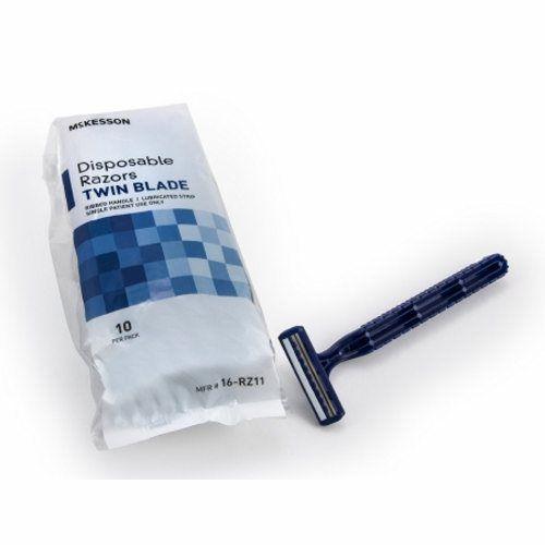 Imagem de Lâminas de Barbear Descartáveis Razor McKesson Twin Blade - Azul - Pacote com 6 (10 Unidades)