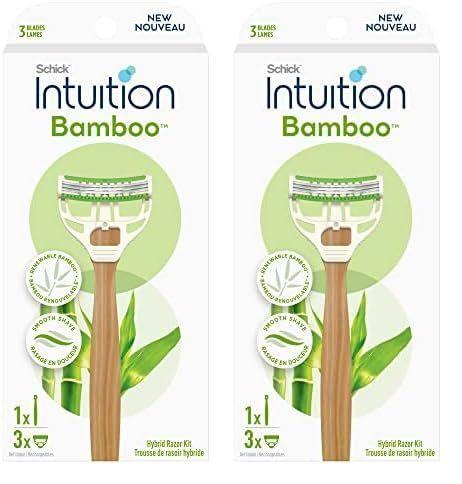 Imagem de Lâminas de barbear descartáveis Schick Intuition Bamboo para mulheres 3 quilates x 2