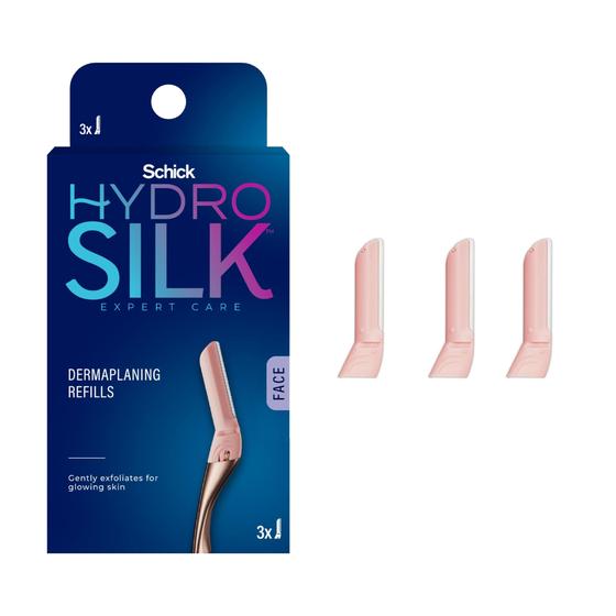 Imagem de Lâminas de recarga de varinha de dermaplanagem Schick Hydro Silk, lâminas de dermaplanagem de 3 quilates  Microlâminas para rosto, recargas de dermaplanagem de seda hidráulica, recargas de lâmina de ferramentas de dermaplanagem, 3 quilates