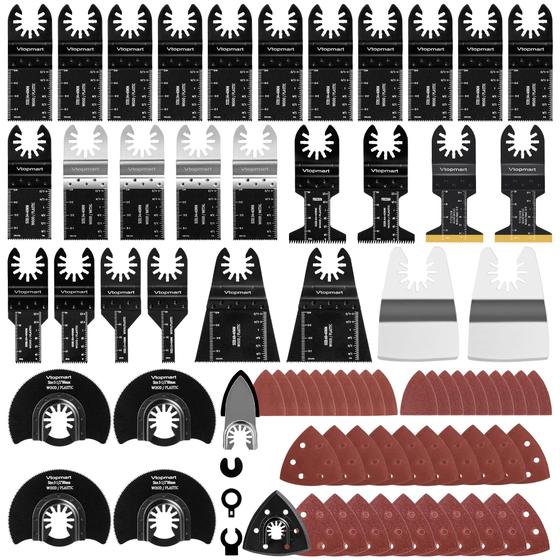 Imagem de Lâminas de Serra Oscilante Vtopmart (114 Peças) - Para Madeira, Metal e Plástico