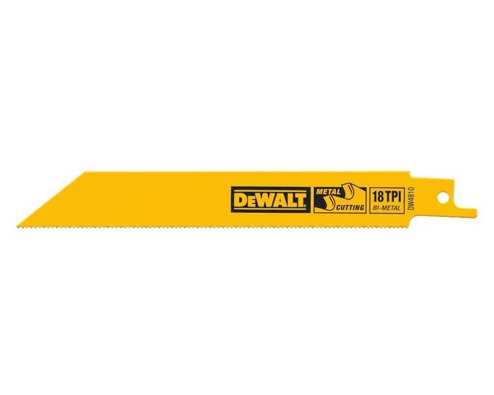 Imagem de Lâminas de Serra Recíproca DEWALT DW4810 (4 Polegadas, 18 TPI) - Pacote com 5