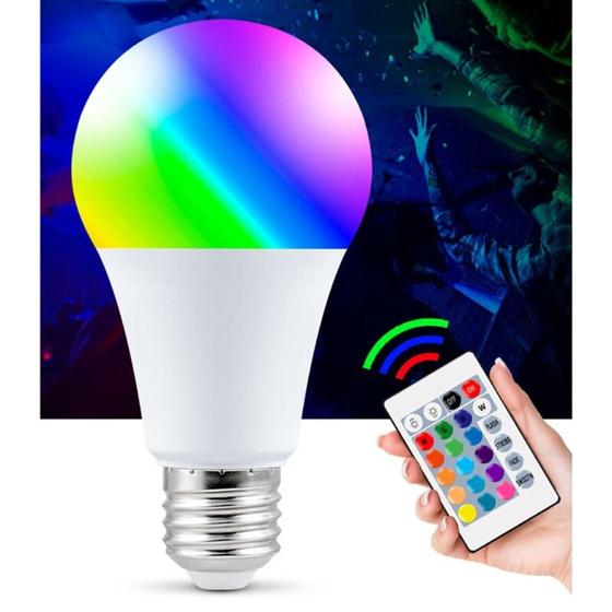 Imagem de Lampada 16 Cores Luz Colorida Bulbo Led Rgb 3W Bivolt Com Controle