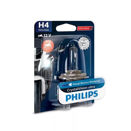 Lâmpada 35W Moto Halógena H4 Crystal Vision Philips Menor preço em Lâmpada 35W Moto Halógena H4 Crystal Vision Philips