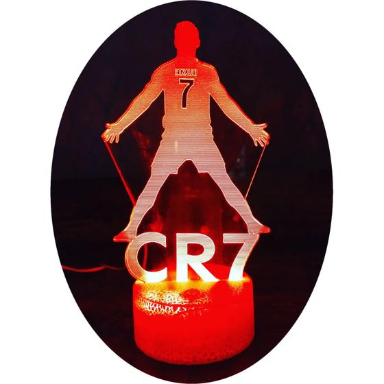 Imagem de Lâmpada 3D de Ilusão - Cristiano Ronaldo CR7 com 7 Cores LED