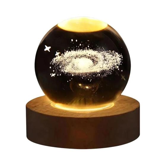 Imagem de Lâmpada 3D Galaxy Planetária - Bola de Cristal com Luz Noturna USB