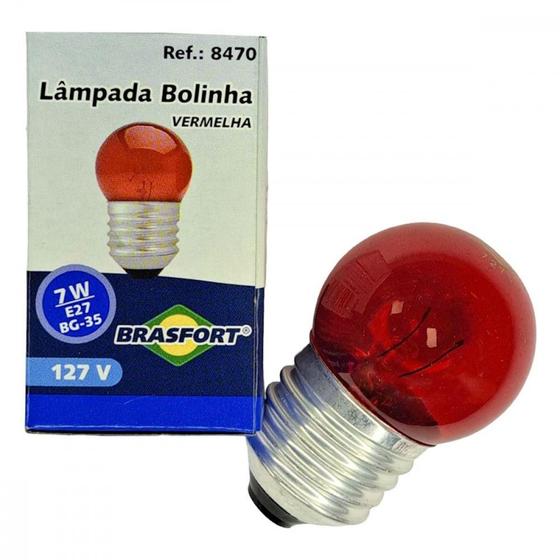 Imagem de Lampada Bolinha Brasfort 7Wx127V. Vermelha ./ Kit Com 25 Peças