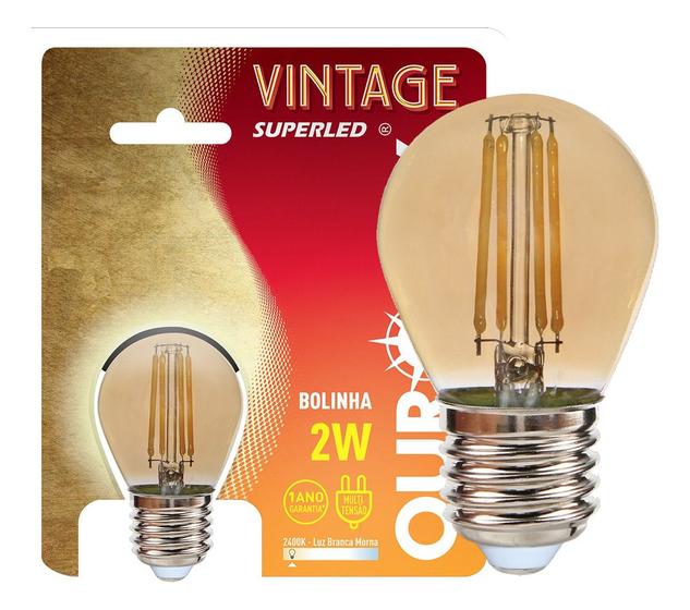 Imagem de Lâmpada Bolinha Filamento Led 2w E27 Vintage Ambar