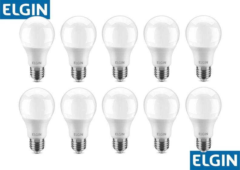 Imagem de Lâmpada Bulbo Led 9w Branco Kit c/10 unidades 6500k Bivolt 110/220v Elgin