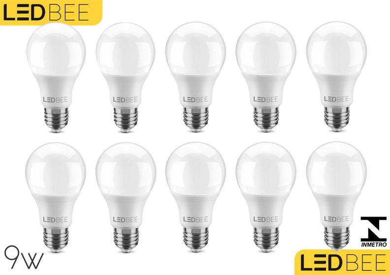 Lâmpada Bulbo Led 9w Branco Kit c/10 unidades 6500k Bivolt 110/220v LEDBee Menor preço em Lâmpada Bulbo Led 9w Branco Kit c/10 unidades 6500k Bivolt 110/220v LEDBee