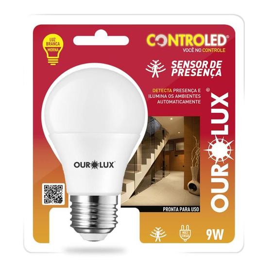 Imagem de Lâmpada bulbo led 9w com sensor de presença 6500k