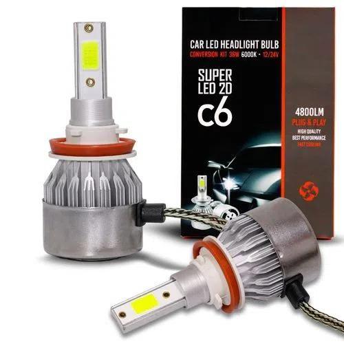 Imagem de Lampada c6 super led 2d 12/24v 6000k 4800ml h8/h11 plug play