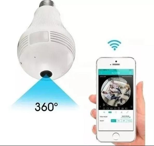 Lâmpada Câmera Espiã Wifi Led Ip Hd Panorâmica 360º Menor preço em Lâmpada Câmera Espiã Wifi Led Ip Hd Panorâmica 360º