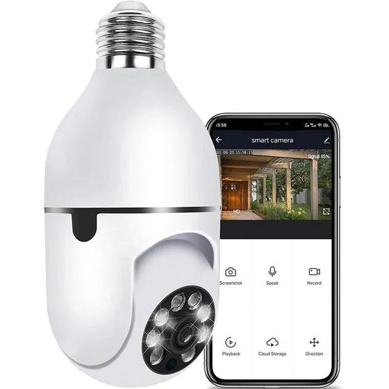 Lampada Camera Ip Wifi 360 Giratoria Segurança Led Hd Panoramica Visão Noturna Sensor Movimento Menor preço em Lampada Camera Ip Wifi 360 Giratoria Segurança Led Hd Panoramica Visão Noturna Sensor Movimento