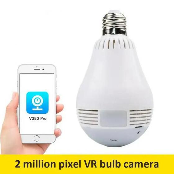 Imagem de Lâmpada Câmera Led Wifi Ip Hd Panorâmica 360º Espiã N