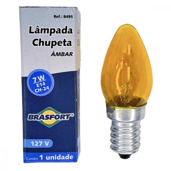 Imagem de Lampada Chupeta Brasfort 7Wx127V. E14 Ambar ./ Kit Com 25 Peças