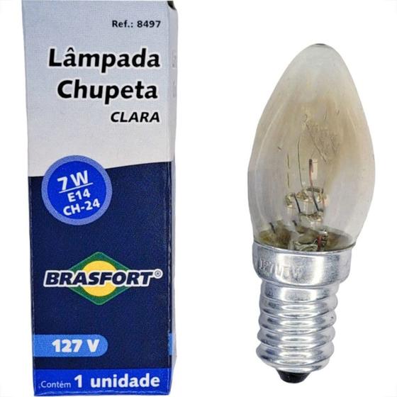 Imagem de Lampada Chupeta Brasfort 7Wx127V. E14 Clara - Kit C/25 Pecas