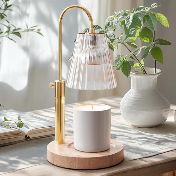 Imagem de Lâmpada de aquecimento de velas STERN & SPLENDID Wood com temporizador e base