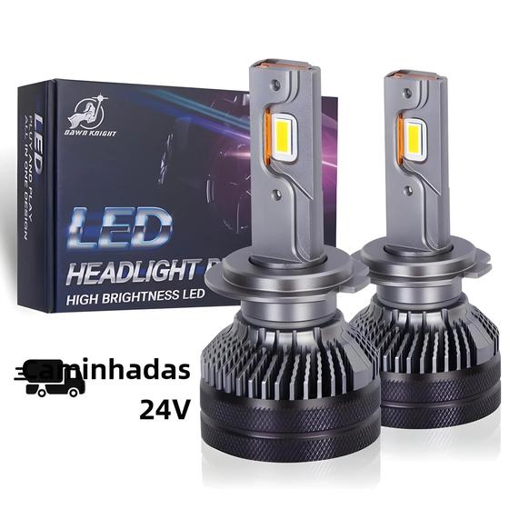 Imagem de Lâmpada de Farol LED para Caminhão 24V - H7, H4, H1, H11 (4300K/6000K, 110W) - Kit com 2 Peças