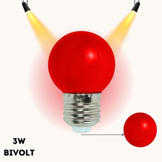 Imagem de Lâmpada de Led Bolinha 3W G45 Kian Bivolt - Vermelha