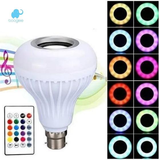 Lâmpada De Led Musical Que Muda De Cor Com Controle Remoto Booglee