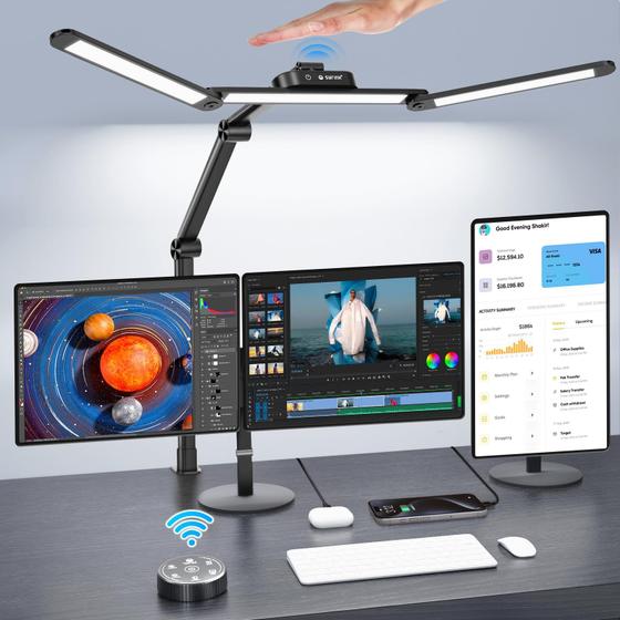 Imagem de Lâmpada de Mesa LED Syrinx com Braçadeira - 24W, Luz de Escurecimento