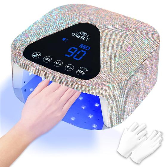 Imagem de Lâmpada de Unhas LED UV Okasiuv 54W Sem Fio - Secador de Unhas com Luvas UV