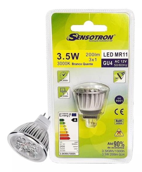 Imagem de Lâmpada Dicróica Led Mr11 3,5W 12V G4 Pino Antigo Quente - Sensotron