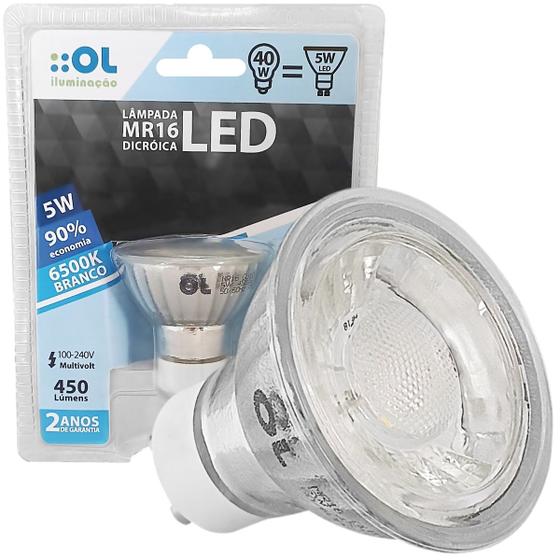 Imagem de Lâmpada Dicroica Mr16 Super Led 5W Bivolt Gu10 Branco Frio