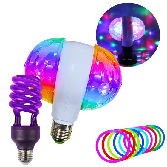 Imagem de Lâmpada Dupla RGB Giratória Lâmpada Negra UV Pulseira Neon