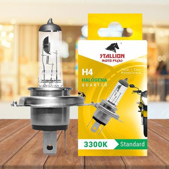 Imagem de Lampada farol moto h4 12v 35x35w halogena biodo crystal titan stallion original