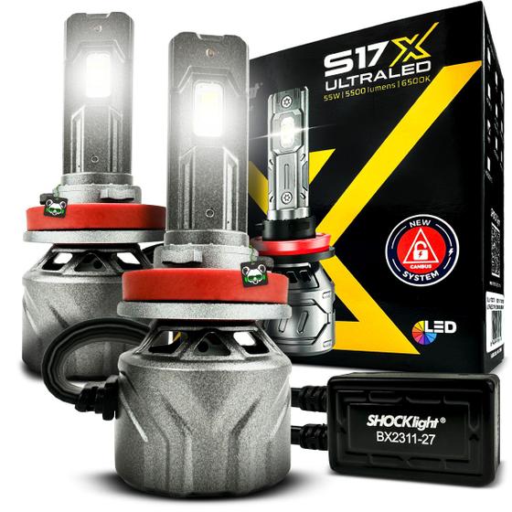 Imagem de Lâmpada Farol Shocklight Ultra Led S17x Nano H8 H9 H11 H16-2 5500 Lumens 6500K 55w