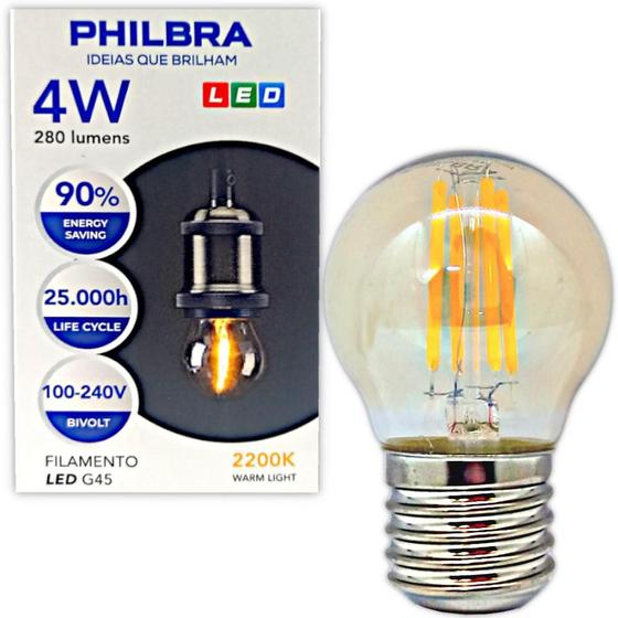 Imagem de Lâmpada Filamento Led 4W G45 2200K Âmbar Bivolt Vintage