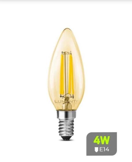 Imagem de Lampada Filamento Led Lumanti Vela 4w 2400k E14 Autovolt