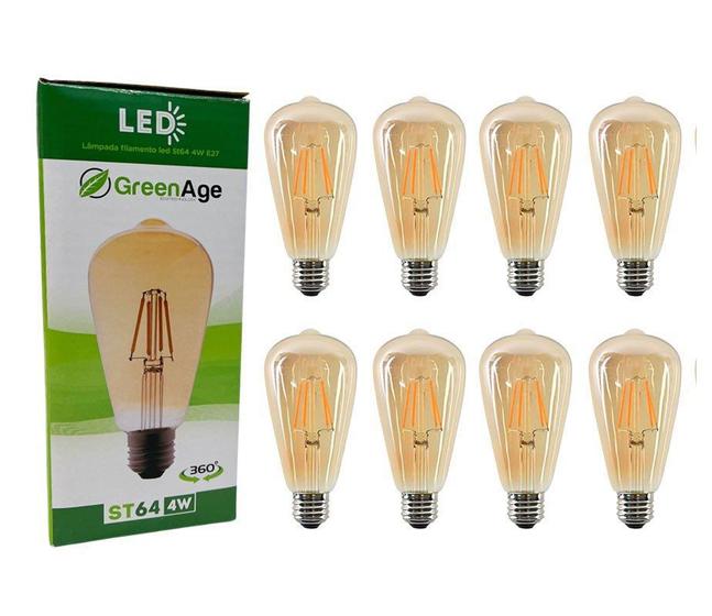 Imagem de Lâmpada Filamento Led St64 Âmbar Retrô Vintage Kit 8