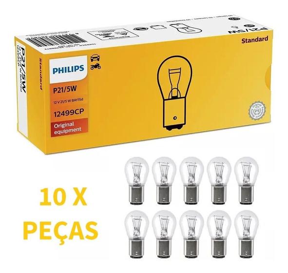 Imagem de Lâmpada Freio Lanterna Philips Original 12v P21/5w 2 Polo Caixa 10 peças 10X12499