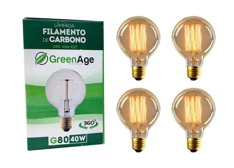 Imagem de Lâmpada G80 Filamento De Carbono 40w 110v E27 Retrô Kit 4