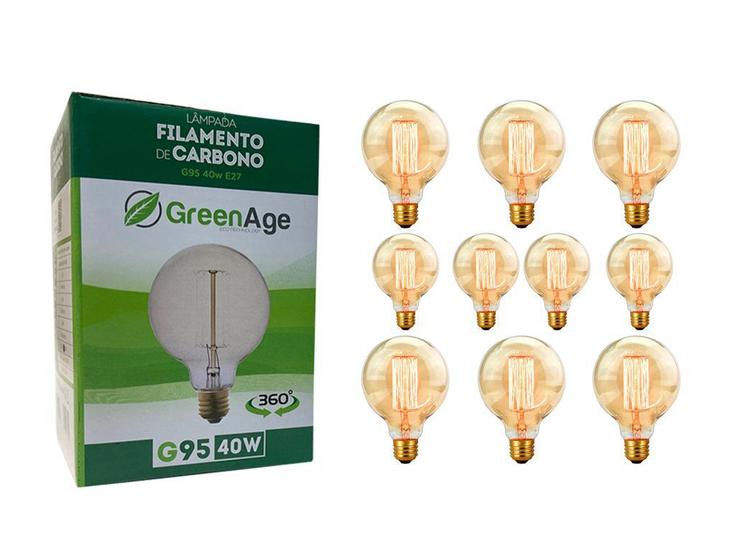 Imagem de Lâmpada G95 Filamento De Carbono 40w 220v E27 Retrô KIT 10