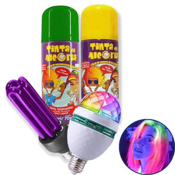 Imagem de Lâmpada Giratória RGB Com Lâmpada UV Neon Spray Cabelo Verde